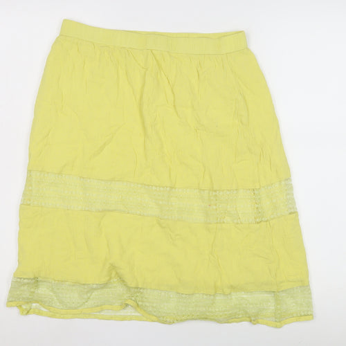 Inusual Yellow Knee Length Peasant Skirt Women S