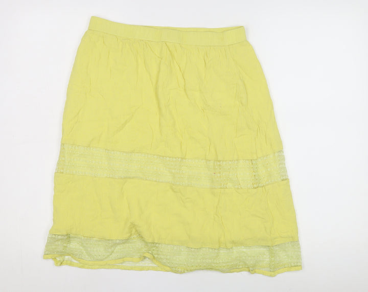Inusual Yellow Knee Length Peasant Skirt Women S