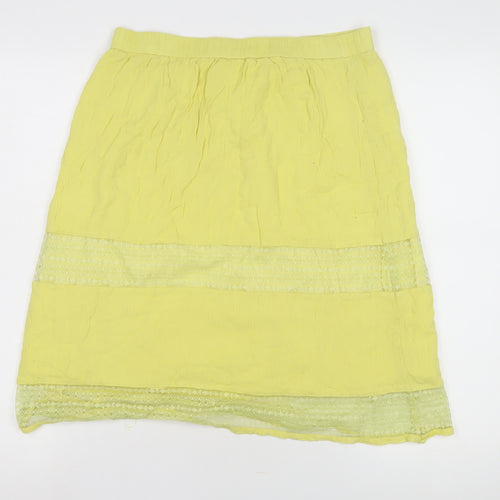 Inusual Yellow Knee Length Peasant Skirt Women S