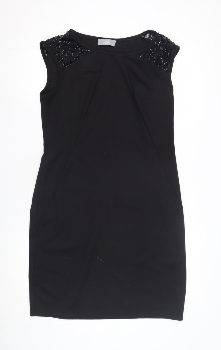 Wallis Women's Black Sheath Dress Size 14 Party Wear