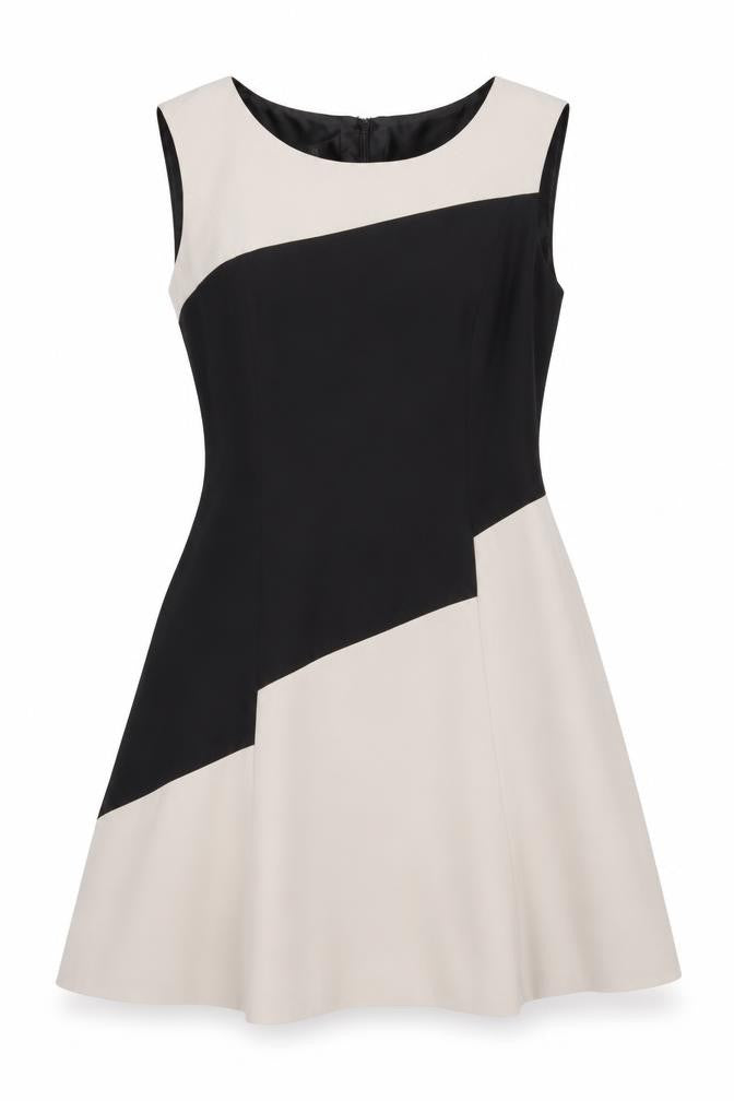 Front view of Kasper Women's Colourblock Dress, size 8, Sleeveless