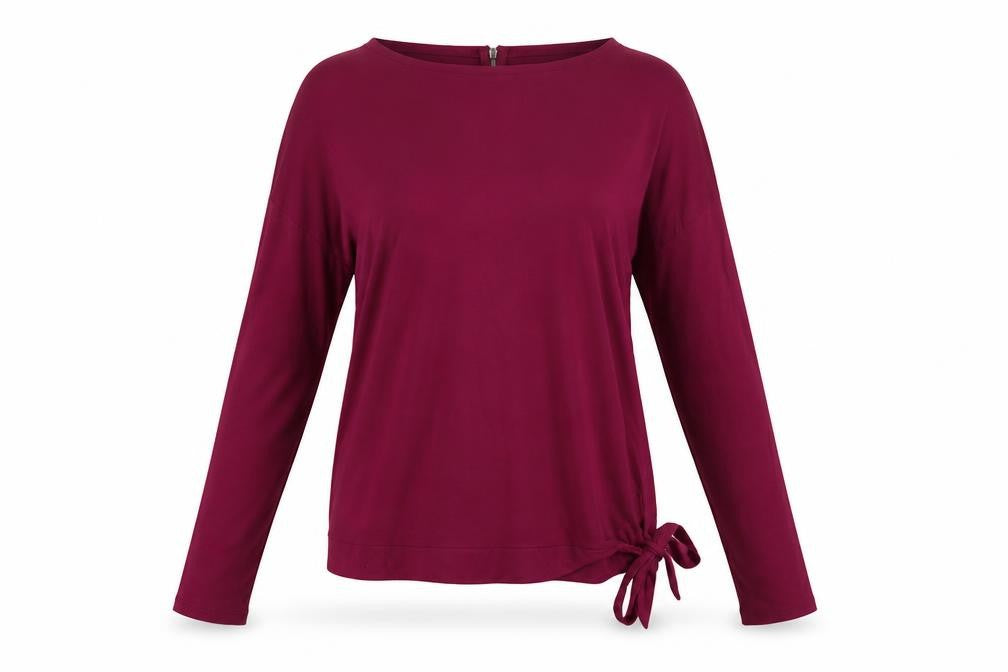 Front view of s.Oliver Women's Red Boat Neck Top, size 10