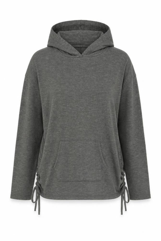 Front view of Mossimo Women's Grey Hoodie -, size M, Casual Relaxed Fit
