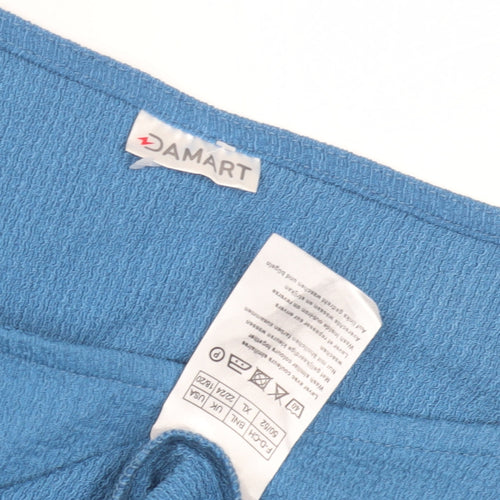 Damart Women's Blue Knit Top, XL, Ruffle Accent