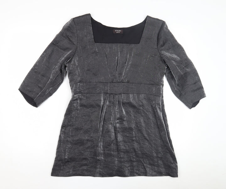 Principles Women's Grey Tunic, Size 14 Petite, Square Neck