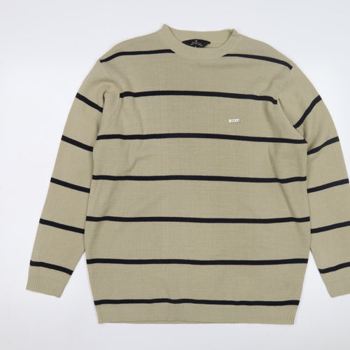 LUCA Men's Beige Striped Knit Jumper, Size S