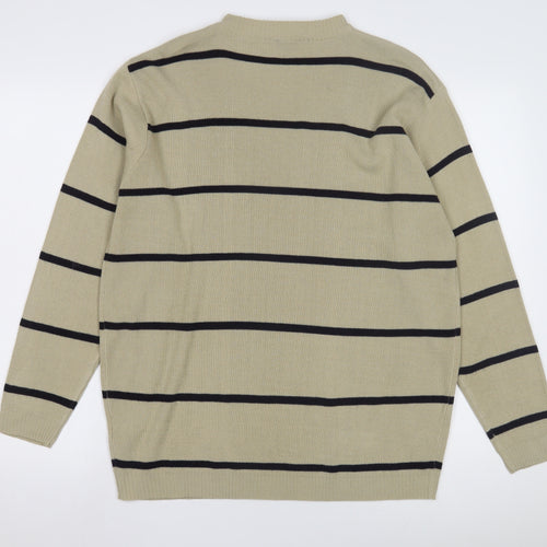 LUCA Men's Beige Striped Knit Jumper, Size S