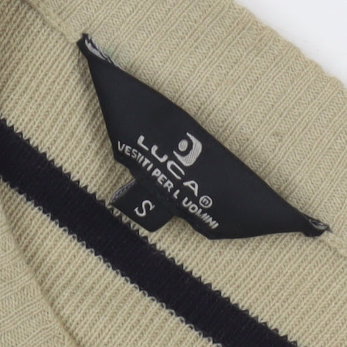 LUCA Men's Beige Striped Knit Jumper, Size S