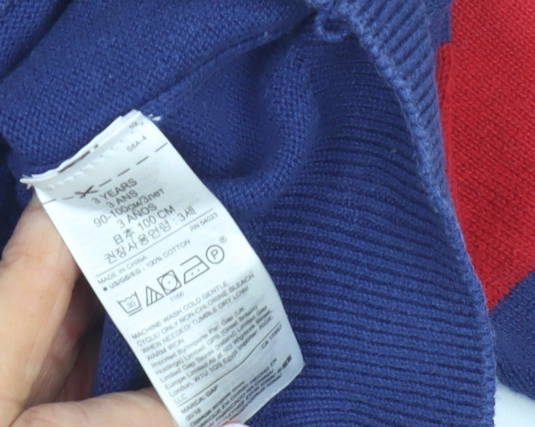 Gap Boys Blue Firetruck Knit Jumper, 3 Years, Long Sleeve Pullover