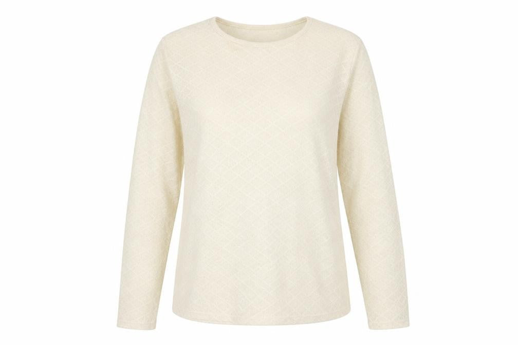 MNG Women Ivory Long Sleeve Knit T-Shirt