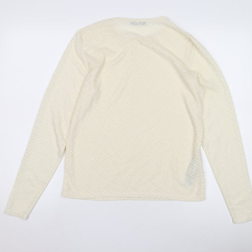 MNG Women Ivory Long Sleeve Knit T-Shirt