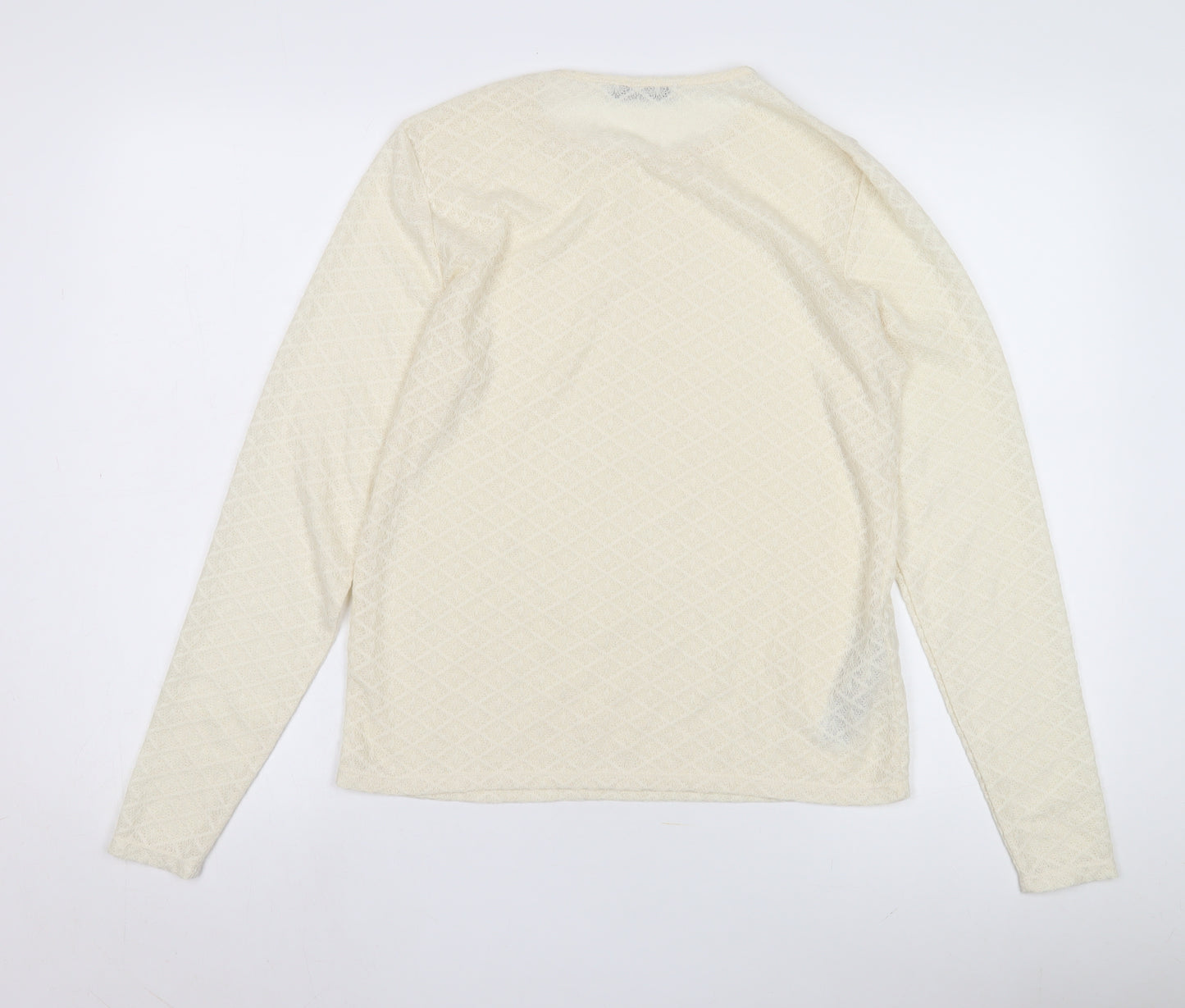 MNG Women Ivory Long Sleeve Knit T-Shirt