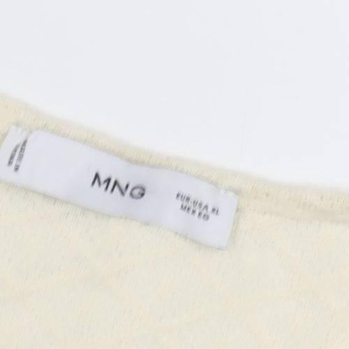 MNG Women Ivory Long Sleeve Knit T-Shirt
