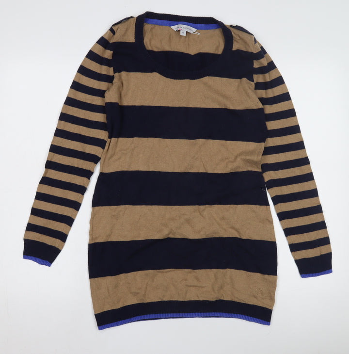 Crew Clothing Co Women's Striped Pullover Jumper, Size 12, Brown/Blue