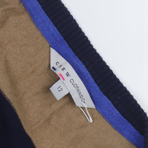 Crew Clothing Co Women's Striped Pullover Jumper, Size 12, Brown/Blue