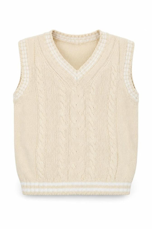 Front view of JoJo Maman Bébé Beige unisex baby vest 18-24 months