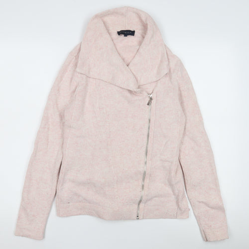 Viyella Women's Pink Full Zip Cowl Neck Jumper