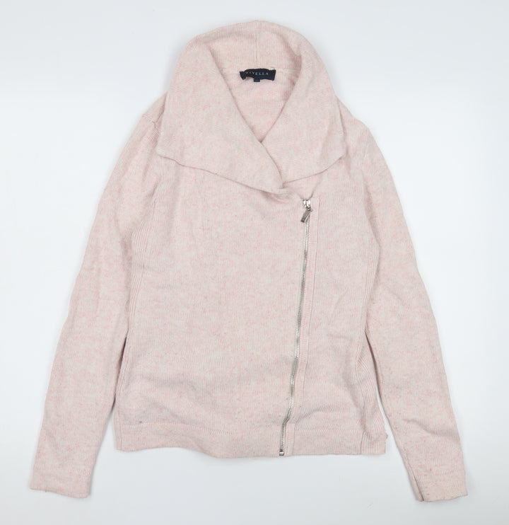 Viyella Women's Pink Full Zip Cowl Neck Jumper