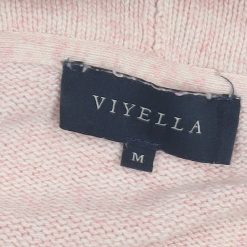 Viyella Women's Pink Full Zip Cowl Neck Jumper