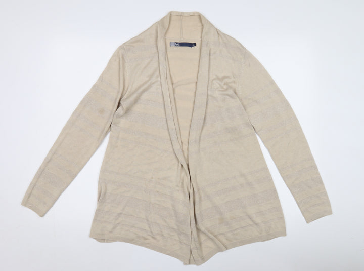 Isle Women's Beige Open Front Cardigan, Size S, Viscose Blend