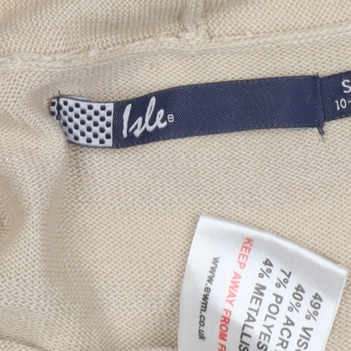 Isle Women's Beige Open Front Cardigan, Size S, Viscose Blend