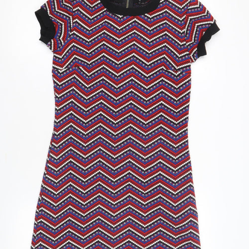 Zara Woman Multicoloured Chevron Shift Dress Size 10
