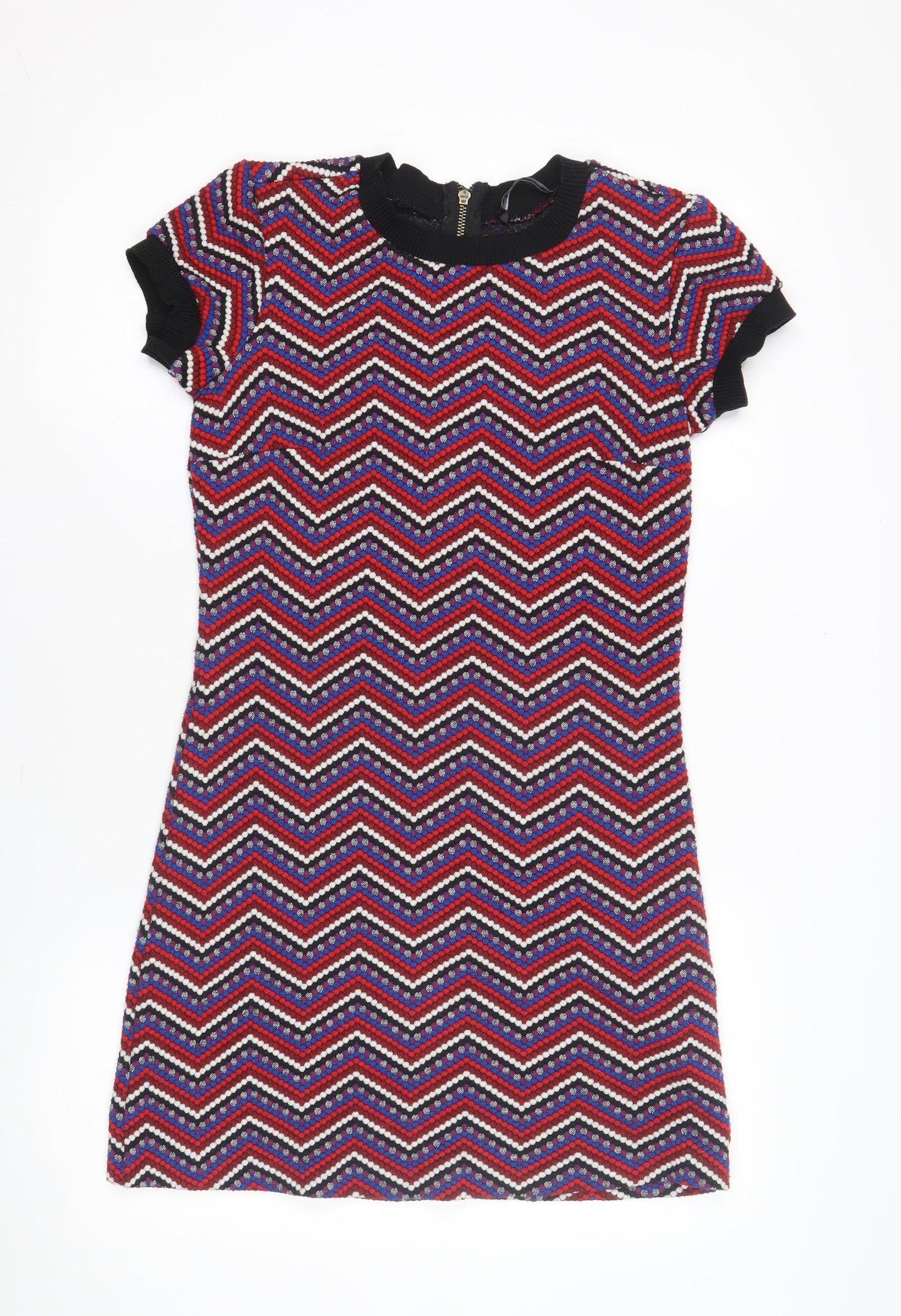 Zara Woman Multicoloured Chevron Shift Dress Size 10
