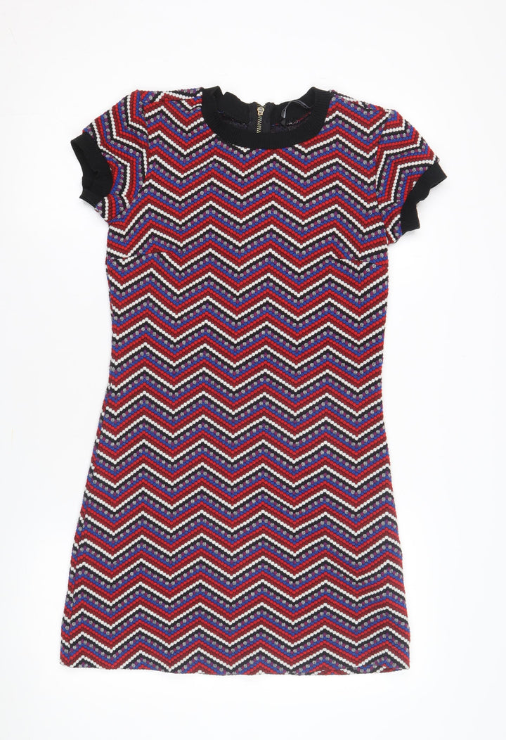 Zara Woman Multicoloured Chevron Shift Dress Size 10