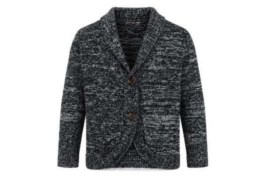 Front view of Heart & Soul Men's Black Cardigan, Medium, Acrylic Blend