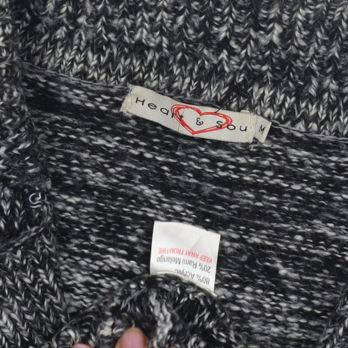 Heart & Soul Men's Black Cardigan, Medium, Acrylic Blend
