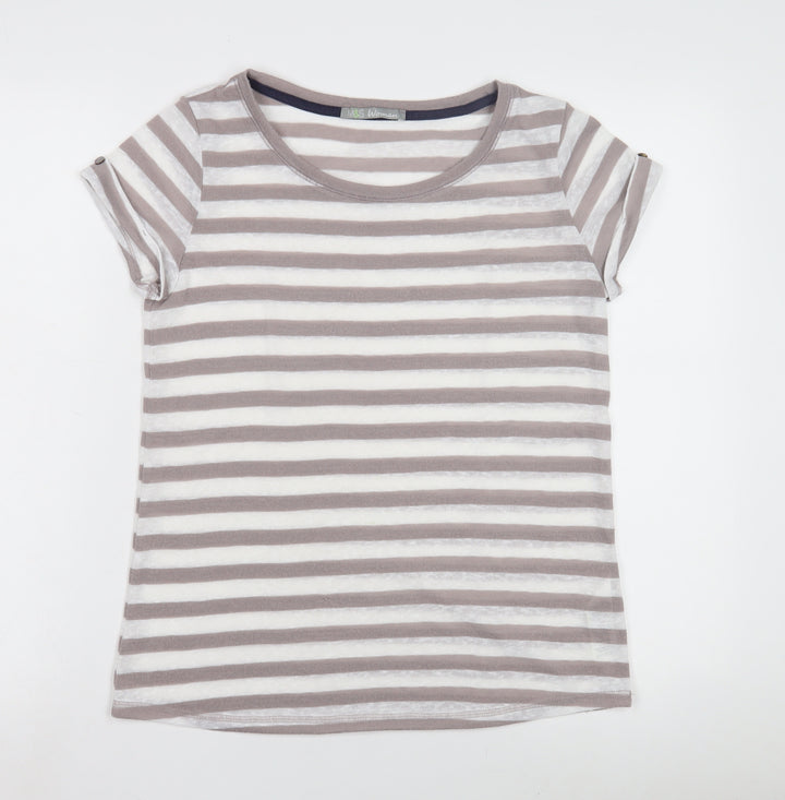 Marks and Spencer Women's Striped T-Shirt - Size 8