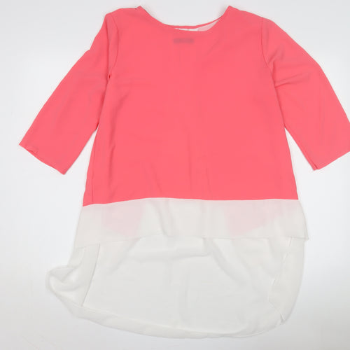 Quiz Women's Pink and White Tunic Top M