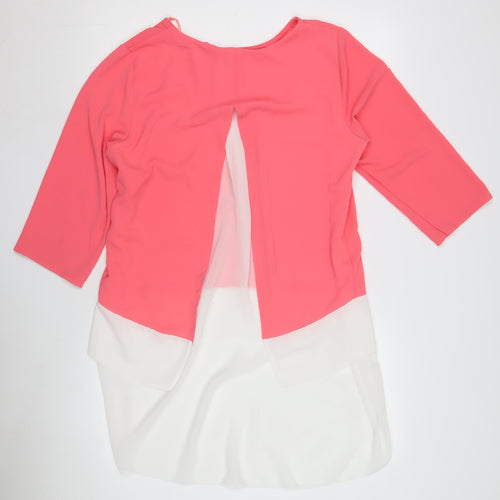 Quiz Women's Pink and White Tunic Top M