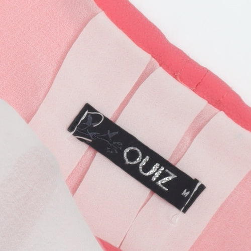 Quiz Women's Pink and White Tunic Top M