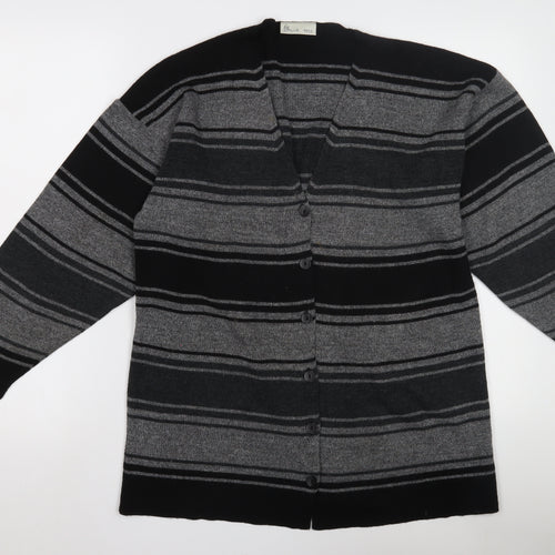 BHS Women's Grey Striped Cardigan, Size 10, Wool Blend