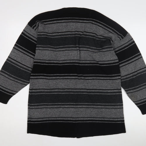 BHS Women's Grey Striped Cardigan, Size 10, Wool Blend