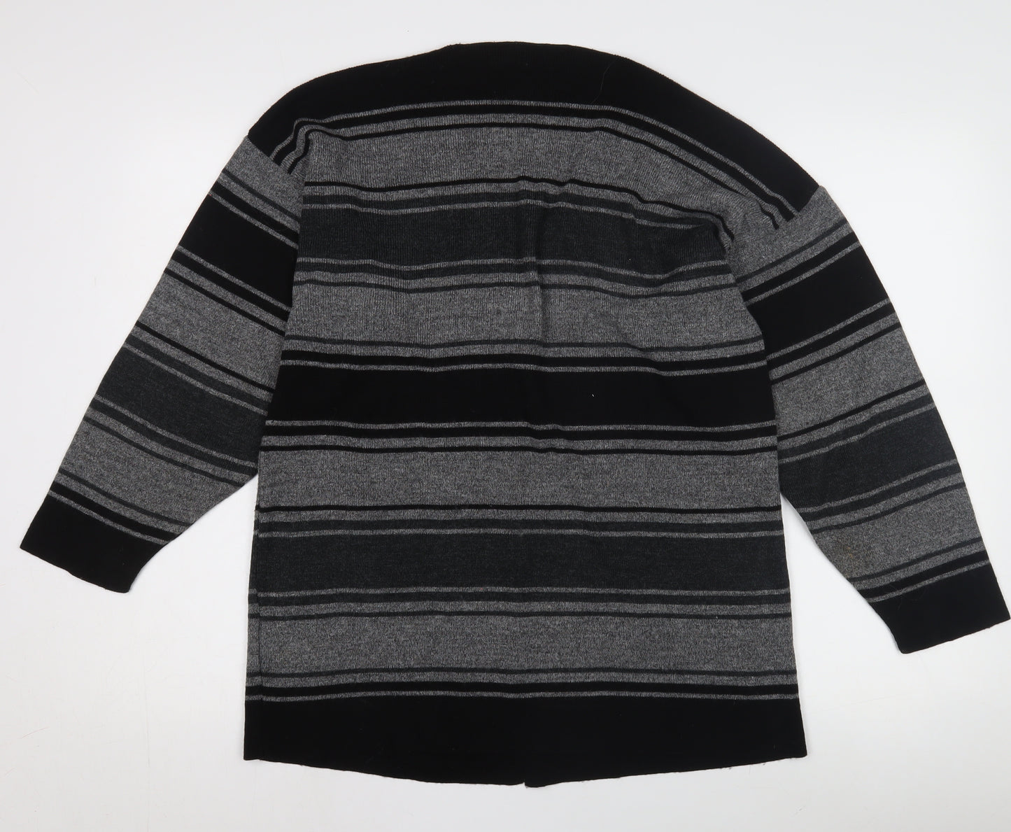 BHS Women's Grey Striped Cardigan, Size 10, Wool Blend