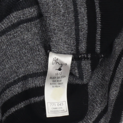 BHS Women's Grey Striped Cardigan, Size 10, Wool Blend