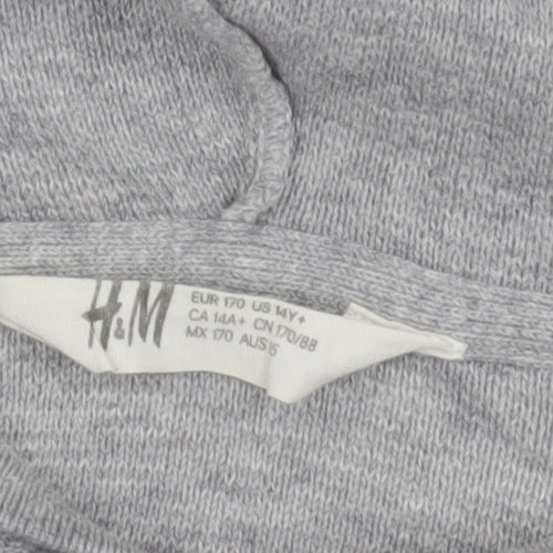 H&M Teens Grey Pullover Hoodie, Size 14, Casual Wear