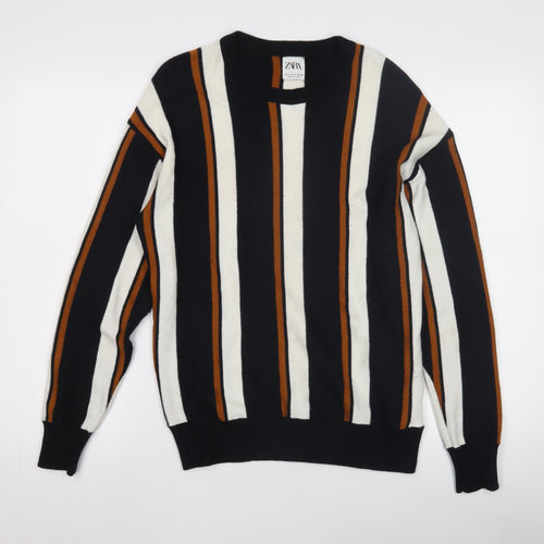 Zara Women's Multicoloured Striped Pullover Jumper, Size 10