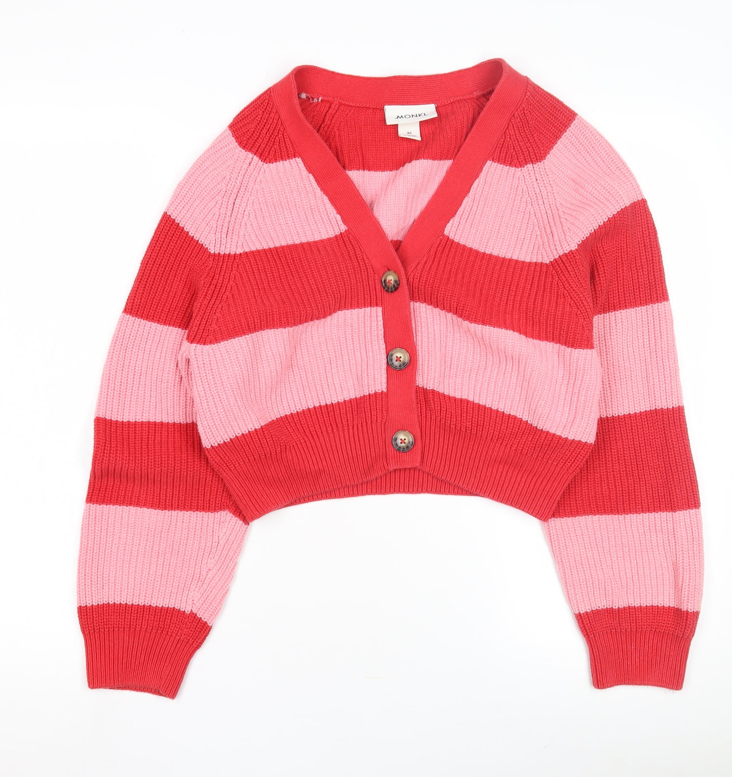 Monki Women's Red Striped Cardigan XS