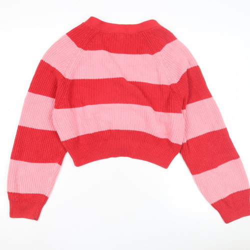 Monki Women's Red Striped Cardigan XS