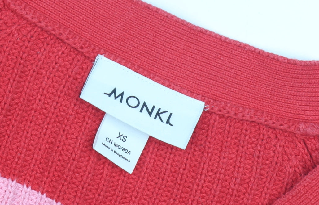 Monki Women's Red Striped Cardigan XS