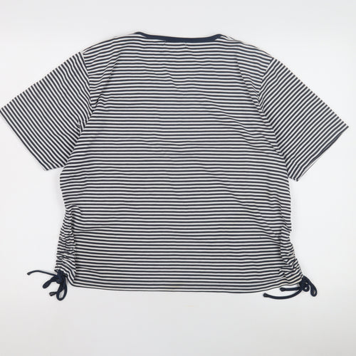 CASAMIA Women's Blue Striped V-Neck T-Shirt M