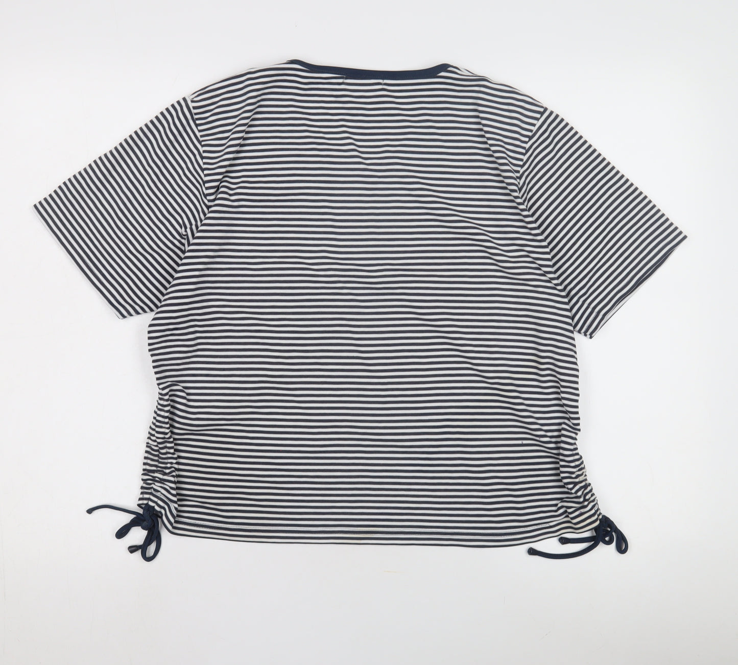 CASAMIA Women's Blue Striped V-Neck T-Shirt M