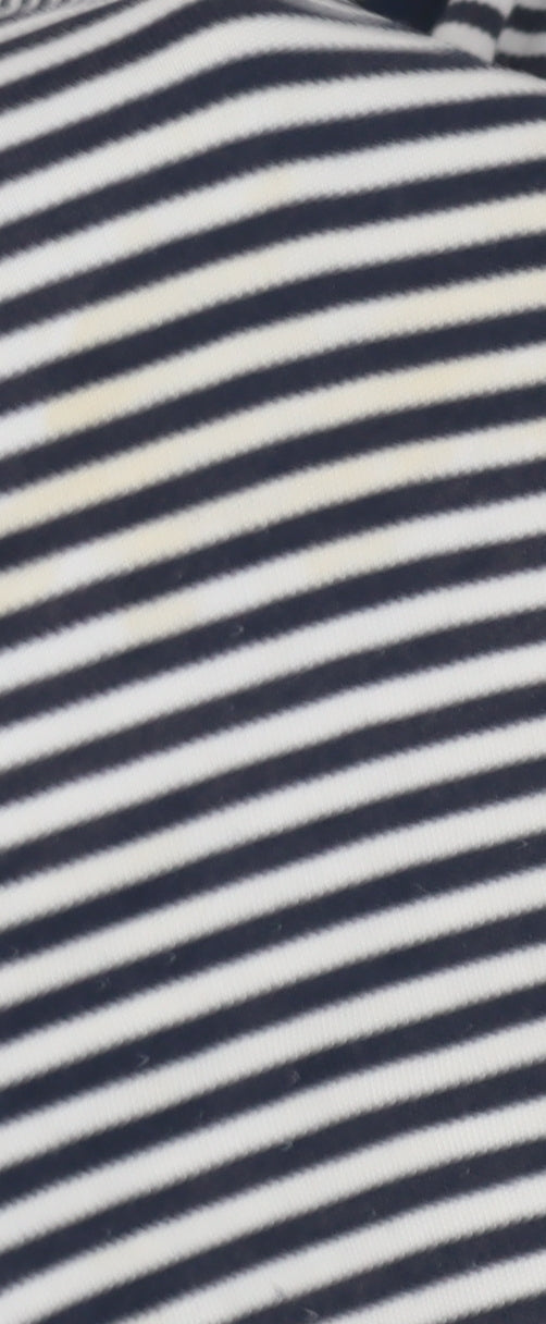 CASAMIA Women's Blue Striped V-Neck T-Shirt M