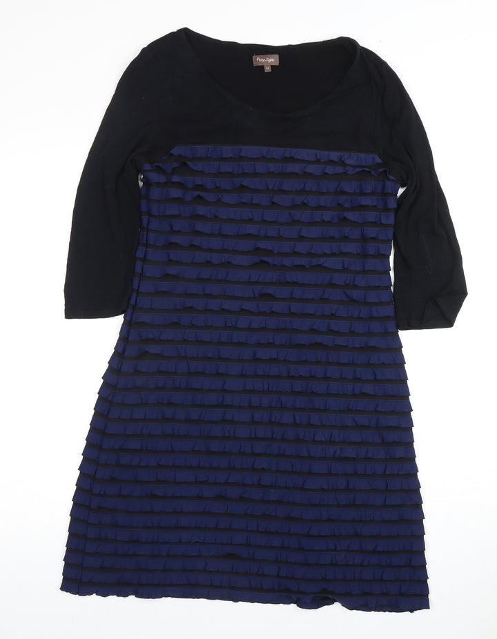 Phase Eight Women's Black Blue Ruffle Dress Size 12