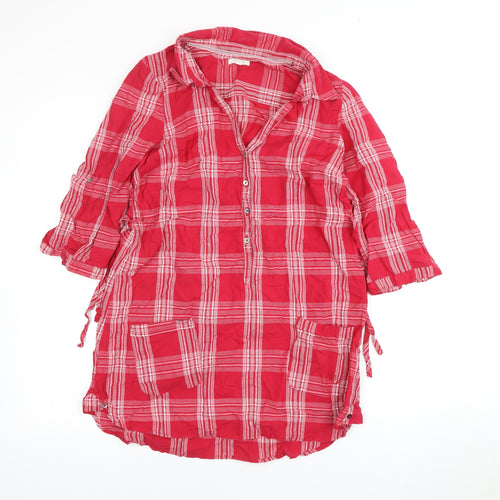 Wallis Red 3/4 Sleeve Collared Shirt Dress Size 10