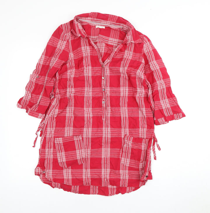 Wallis Red 3/4 Sleeve Collared Shirt Dress Size 10
