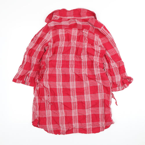 Wallis Red 3/4 Sleeve Collared Shirt Dress Size 10